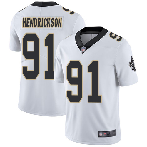 Men New Orleans Saints Limited White Trey Hendrickson Road Jersey NFL Football #91 Vapor Untouchable Jersey->new orleans saints->NFL Jersey